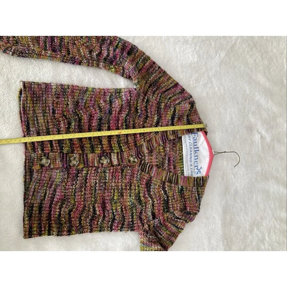 VERONICA BEARD Women Small Space Dye Multi-Color Dorla Wool Cardigan Sweater - Picture 6 of 14